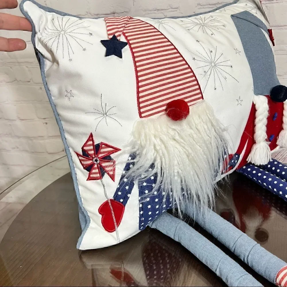 Super Cute Accent Pillow with Knome details by Storehouse Patriotic theme NWT